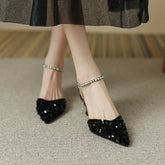 LBSFY  -  Footwear Sexy Sandals for Women Rhinestones Diamond Ladies Shoes Stiletto Summer 2024 Thin Heels Party Weddings Pointed Toe